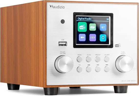 Audizio Vieste DAB Digital FM Radio, Bluetooth, 60W, Built-In Sub, Silver