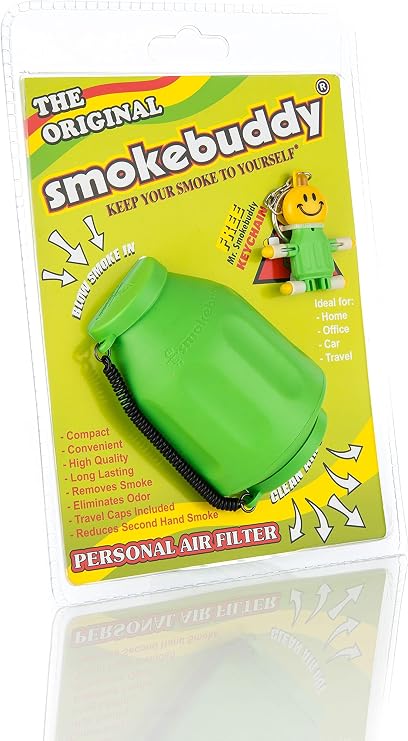 Smoke Buddy Lime Green Air Purifier, HEPA Certified, Activated Carbon Filter, Matte Finish