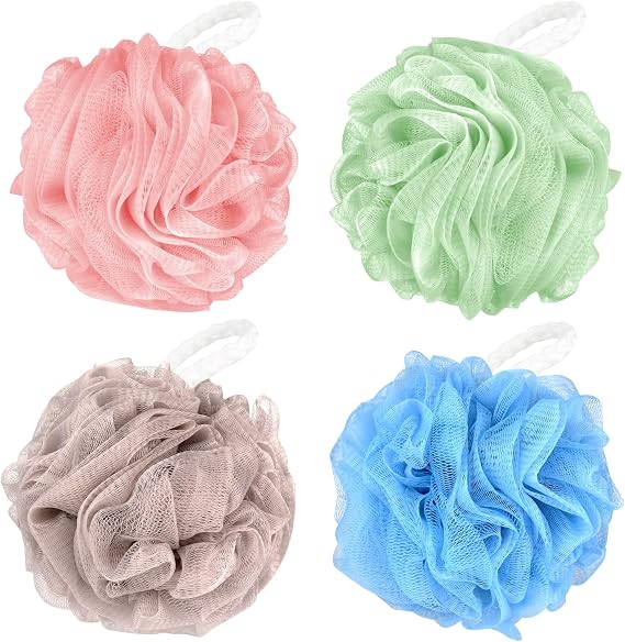 WUJUN Bath Sponge Shower Loofahs Balls 70g/PCS 4 Pack