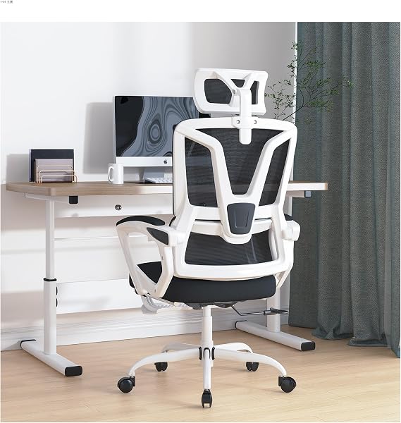 Ergonomic Office Chair, Reclining High Back Mesh Chair, Computer Desk Chair, Swivel Rolling Home Task Chair with Lumbar Support Pillow, Adjustable Headrest, Retractable Footrest and Padded Armrests