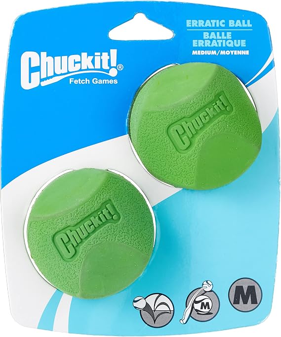 Chuckit! Erratic Ball Dog Toy, Medium 2.5in, 2 Pack, Unpredictable Bounce