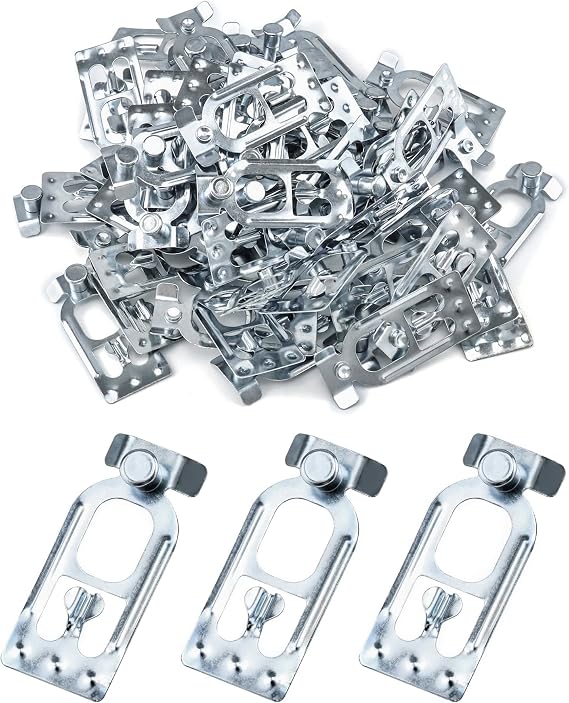QWORK Warehouse Storage Teardrop Pallet Rack Safety Clip, 50 Pcs Universal Pallet Racking Beam Safety Clip, Connector Cross Beam Locker, Safety Steel Pallet Rack Clip Teardrop, Set of 50