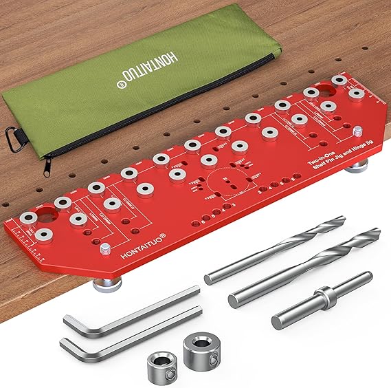 11-Hole Shelf Pin Jig and Hinge Jig 2-in-1, 1/4 Inch and 5mm Shelf Hole Jig