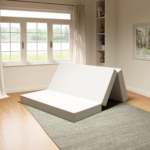 DynastyMattress Folding Mattress Small Double, 10 cm Thick Tri Folding Memory Foam Mattress, Folding Mattress, Gel Foam, Washable cover, Small Double Bed, 190 x 120 x 10 CM