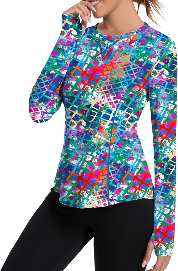 Avoogue Women UPF 80+ UV Shirts Long Sleeve with Thumb Holes Workout Tops