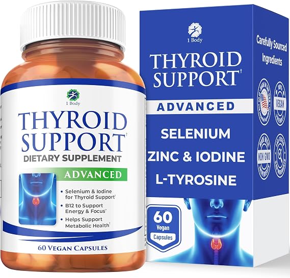 1 Body Thyroid Support for Women & Men, Iodine & Selenium Supplement