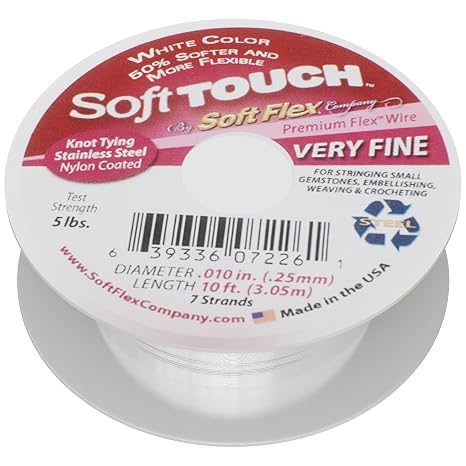 Soft Flex Kink Resistant Beading Wire - Very Fine 0.10 Diameter - Jewelry Making Bead Wire - 10 Ft