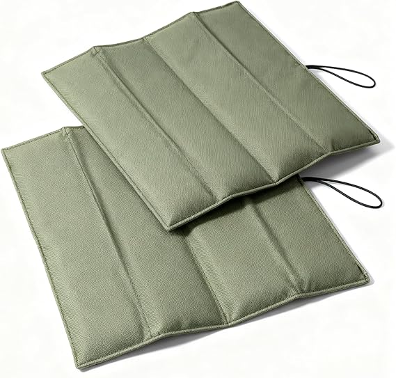 2 Pcs Folding Sit Mat - Waterproof, Thermally Insulated, 31x32cm Lightweight 57g - Portable Seat Cushion for Camping, Hiking, Fishing Essentials - Olive Green.