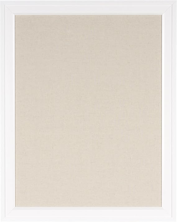 DesignOvation Bosc Framed Linen Fabric Pinboard, 23.5x29.5, White