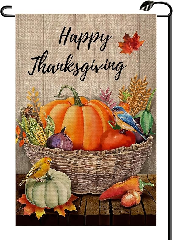 Happy Thanksgiving Pumpkin Garden Flag 12x18 Inch Vertical Double Sided Seasonal Fall Maple Leaf Small Flags Farmhouse Outside Decoration For Yard GE16