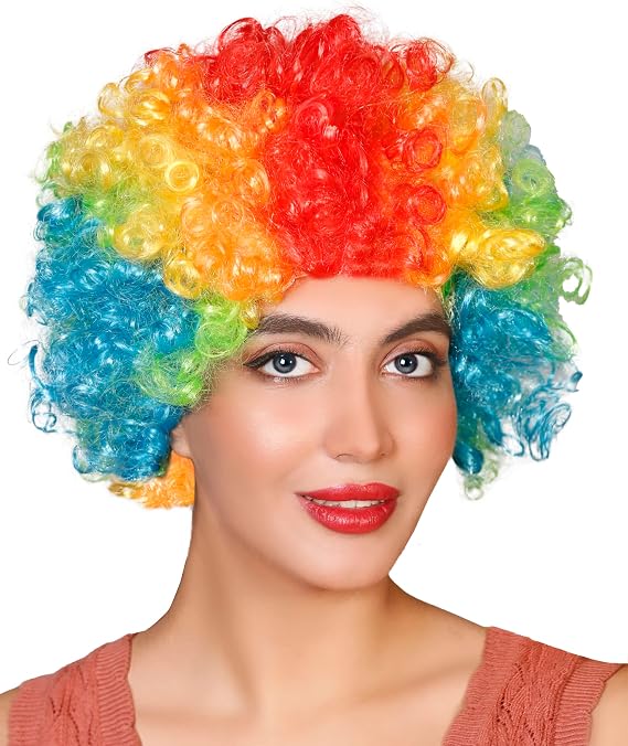 Unisex Clown Wig Circus Funny Fancy Party Dress Accessory Afro Stag Do Fun Joker