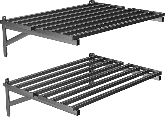 Heavy Duty Garage Shelves, 2 x 3 ft Wall Mounted Storage Shelves | Holds Up to 800Lbs, 2 Pack, Black