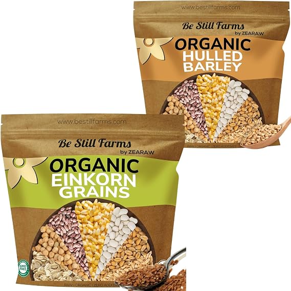 Be Still Farms Organic Einkorn Grains and Organic Hulled Barley Grains