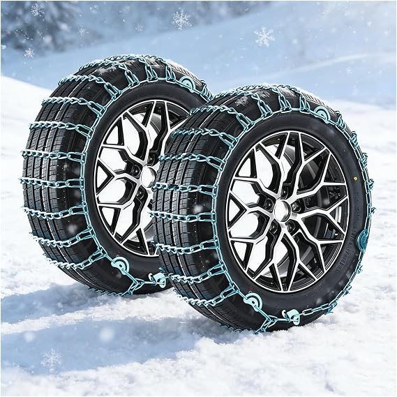 Snow Chains,Ice Chains For Tires,Winter Tire Chain,For Light Truck, Suv, Cars, Pickups, 2 Pack Anti-Slip,Fit Tire Width 145-315mm(275/45R20)