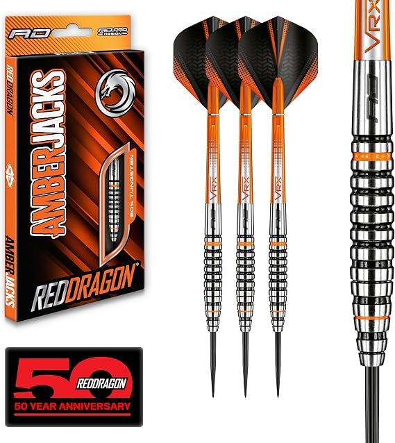 RED DRAGON Darts | Amberjack | Steel Tip | Tungsten Darts Set | 22g - 30g