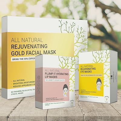 Doppeltree Golden Self-care Bundle: Gold Face Mask  Gold Lip Mask  Gold Eye Mask
