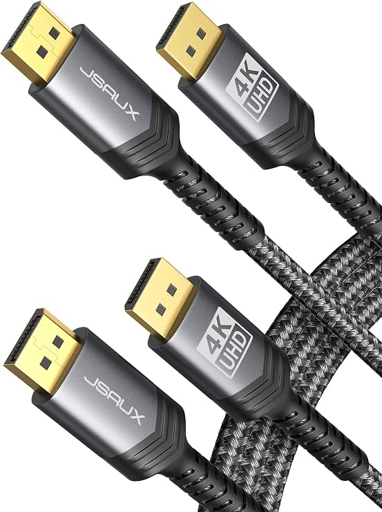 JSAUX 4K DP 1.2 Cable 2 Pack 10FT for Gaming Monitor and PC, Grey
