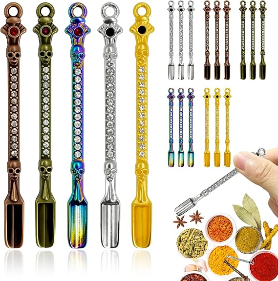 20Pcs Mini Spoons, Tiny Shovel Spoon, 5 color | Tableware Charm for Coffee, Sugar and Spices, Mini Pendant Spoon Necklace Charms, Keychain Accessories