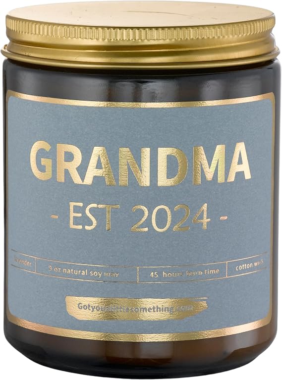 New Grandma Gifts - Grandma Est 2024 Lavender Vanilla Scented Candle for New Grandma Pregnancy Announcement Gift Idea for New Grandmothers or Expecting Soon to Be First Time Grandmas