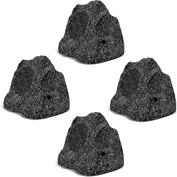 Herdio 4" Outdoor Rock Bluetooth Speakers IPX7 Waterproof Wired Max Power 400 Watt All Weather for Deck Pool Backyard Patio Garden (2 Pair Black)