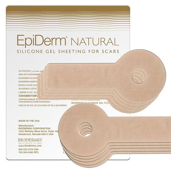 EpiDerm Areopexy Silicone Scar Tape, Lollipop-Shaped, Natural, 5 Pairs | Lollipop Scar Sheet, Silicone Scar Sheets for Breast Scars, Reusable & Washable, Natural 5 Pairs, Flexible Scar Care