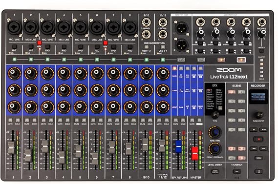 Zoom LiveTrak L12next Mixer/Recorder for Musicians with 12 Channels | Clip-Free Audio with 32-Bit Float Master, 14-Track At 96kHz, Scenes, Personal Monitoring, Effects