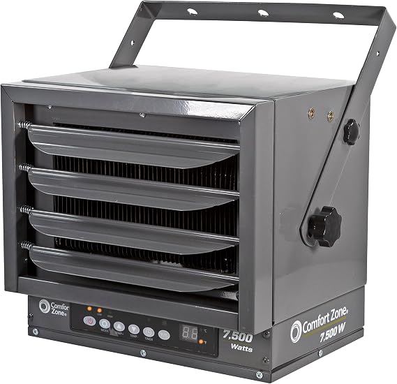 Comfort Zone CZ230ERG 7,500-Watt, 240v Hard-Wired Digital Fan-Forced Ceiling Mount Heater with Full-Function Remote, Overheat Protection, Digital Thermostat, 12-Hour Timer, and Fan-Only Setting Grey