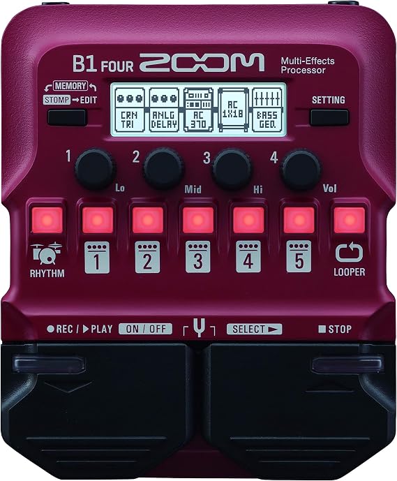 Zoom B1 Four Bass Multi-Effects Processor with 70+ Effects & Amp Modeling
