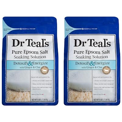 Dr. Teals Ginger & Clay Pure Epsom Salt Bath Soaking Solution Gift Set, 3 Pounds Pack of 2