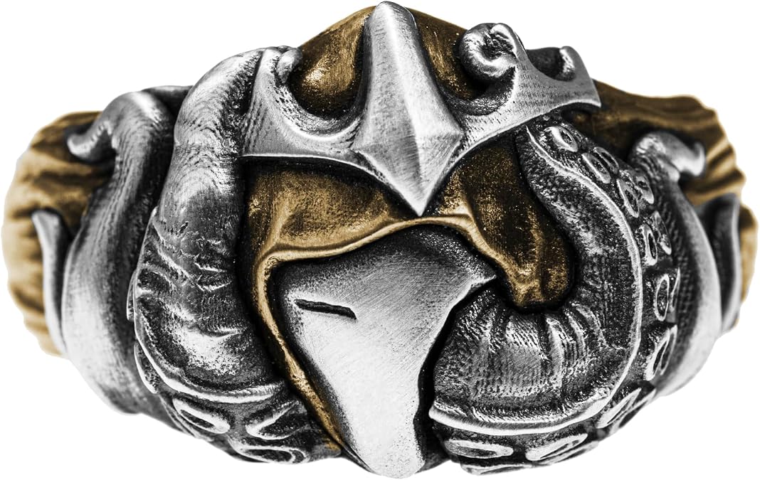 Starforged Cthulhu Mythos Hastur's Mask Ring The King in Yellow Men's Thriller Horror theme Ring