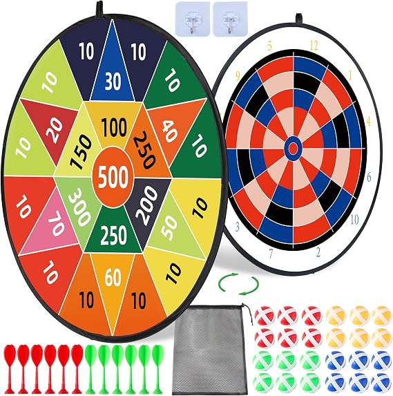 HELLO PAPAYA Dart Board for Kids-29 Large,with 12Sticky Ball+12Sticky Darts