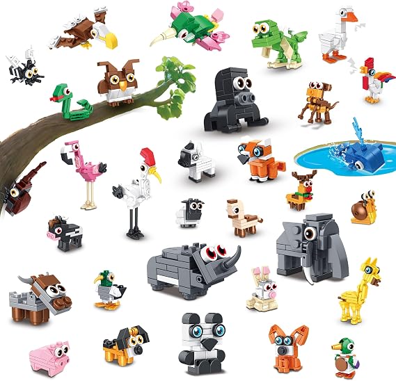 TYCOLE 32 Pack Animal Building Blocks Set, Party Favours for Kids, Ages 6+