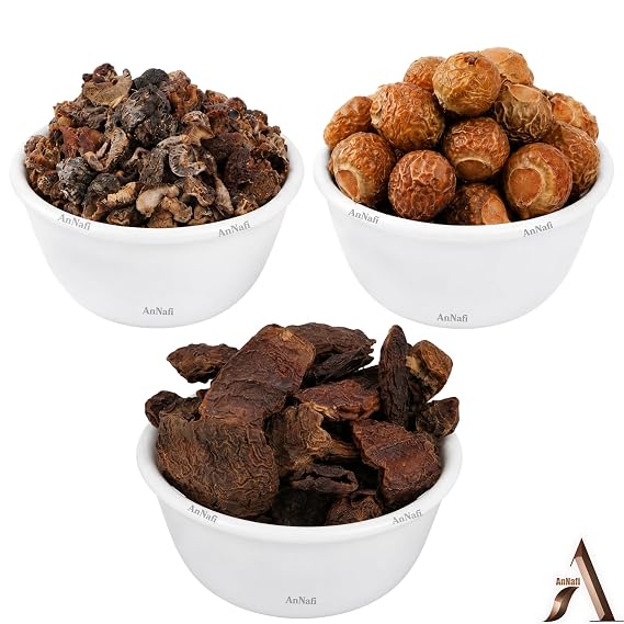 AnNafi Amla Reetha Shikakai Pods (MIXED) | Dry Whole Herbs Mix for Hair Wash, Shine & Conditioning | 100% Natural Organic Herbal Hair Care Combo Pack | Pack of Aritha/Soapnut + Indian Gooseberry + Acacia Concinna (1000grams/1KG)