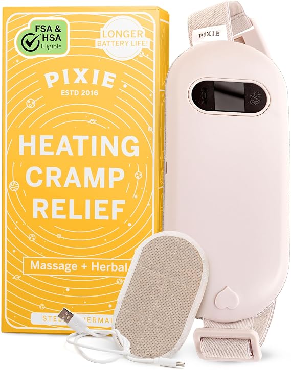 Pixie Rechargeable Heating Pad Cordless Warming Belt with Adjustable Heat & Vibration Modes, Soft Wearable Heat Wrap for Everyday Comfort, Portable & Rechargeable