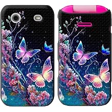 for HMD Barbie Case with Tempered Glass Screen Protector, Heavy-Duty Dual-Layer Protection, Shockproof TPU + Hard PC Hybrid Cover for HMD Barbie 2024, Colorful Butterfly