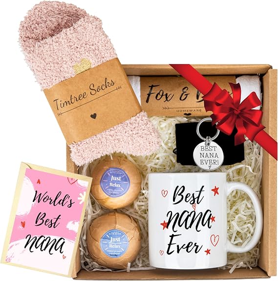 BECTA DESIGN Nana Gifts Box for Birthday, Christmas Gifts,Gift Ideas for Grandma Best Grandma Ever Presents for Grandmother,Granny, Day,Thoughtful Gift Baskets from Grandson,Granddaughter