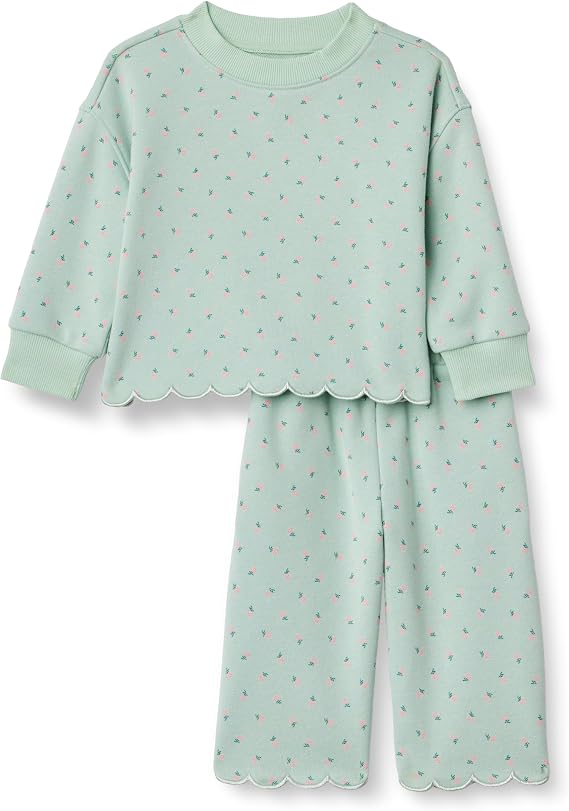 Amazon Essentials x Sofia Grainge Toddlers and Baby Girls' French Terry Sweatshirt Pant and Top Set