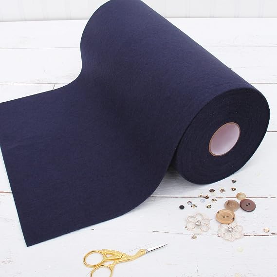 Threadart Premium Felt Roll - 12" x 10yd - Dark Navy | Soft Wool-Like Feel | 1.2mm Thick Fabric for DIY Crafts, Sewing, Crafting Projects | Compatible with Cricut Maker