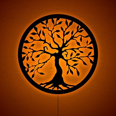 Life Tree Wall Decor, Meditation Tree of Life Wall Sign, Yoga Studioa RGB LED Light, Family Tree Sign, RGB 16 Colors Changing, Christmas Xmas Birthday Gift