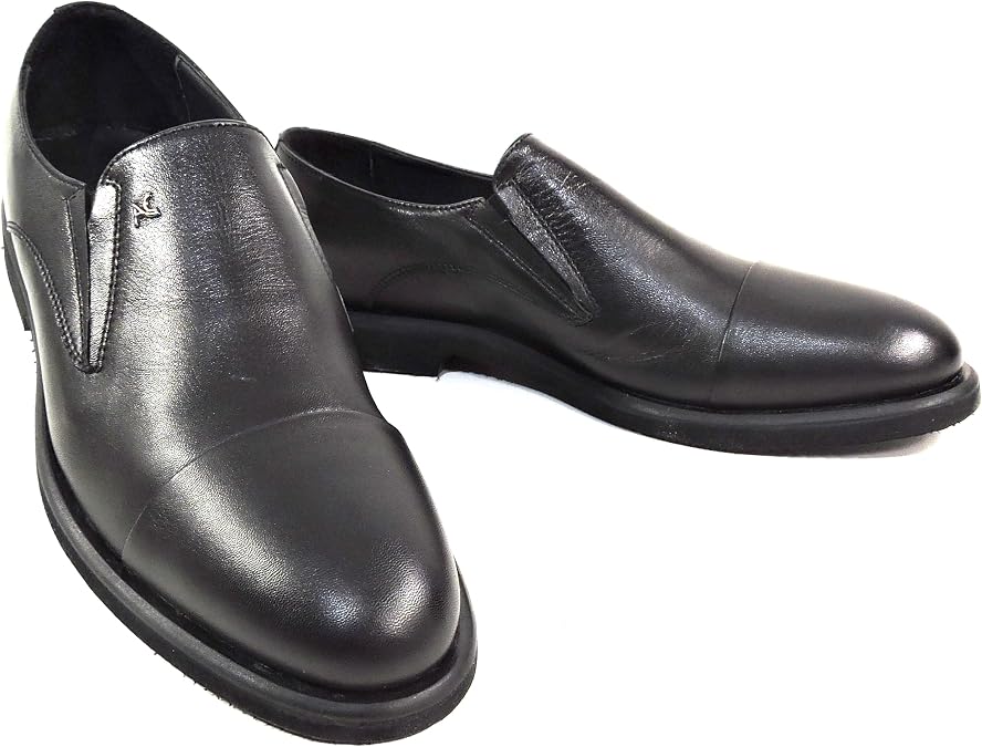 Men's Black Soft Leather Comfort Slip-on Loafers, Classic Style, Size 43 EU