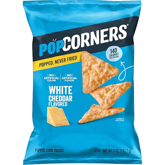 PopCorners Popped Corn Snack Chips, White Cheddar, 5 Oz