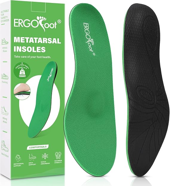 ERGOfoot Metatarsalgia Insoles with Built-in Metatarsal Pad, Unisex
