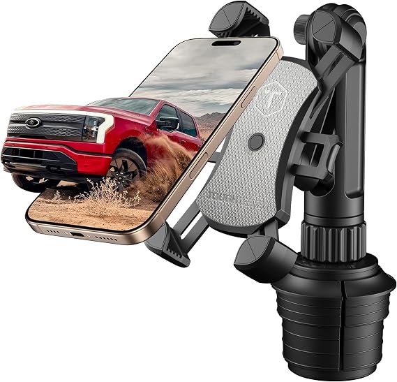 ToughTested Cup Holder Phone Mount, Heavy Duty Boom Arm, Adjustable Grip