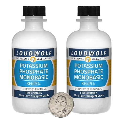 Potassium Phosphate Monobasic / 8 Ounces / 2 Bottles / 99+% Pure Reagent Grade/Fine Crystals