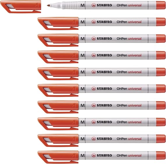 STABILO Overhead Pen OHPen universal - Water Soluble Medium - Pack of 10 - red