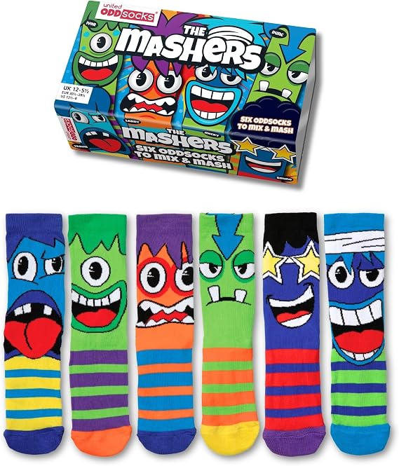 Mashers Box 6 Oddsocks Multicolor For Boys UK 12-6 EUR 30.5-39 US 12.5-7
