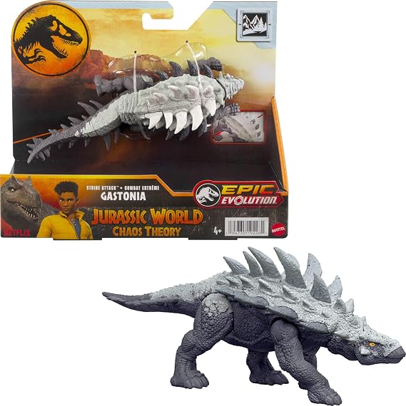 Mattel Jurassic World Strike Attack Dinosaur Toy with Single-Strike Action and Movable Joints, Gastonia Action with Digital Play