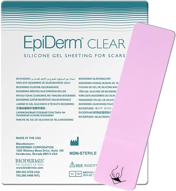 Epiderm Silicone Scar Sheets, Flexible Clear Silicone Scar Tape, 1.4" x 6" | Reusable & Washable Silicone Scar Gel Scar Tape, Cardiac Surgery, Tummy Tuck & C Section Scar Silicone Strips