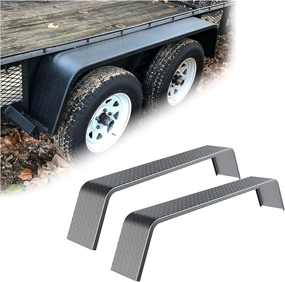 HECASA Heavy Duty Steel Diamond Tread Plate Fenders 10-1/4 x 72-7/8 x 13 Inch Compatible with 13-15 Inch Tires for Car Hauler Cargo Utility Landscape Trailer 2 Pack