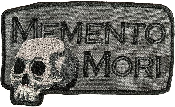 EMBROVERSE Memento Mori Patch, Embroidered Iron-On Skull Latin Philosophy